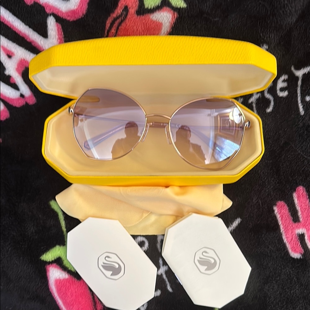 Stylish Swarovski Sunglasses with Yellow Case